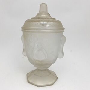 Adams & Co Gipsy‎ Baltimore Pear Frosted Glass Lidded Compote EAPG